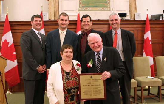 Walter McLean's wife, Barbara, and his four sons attended the presentation of the award.